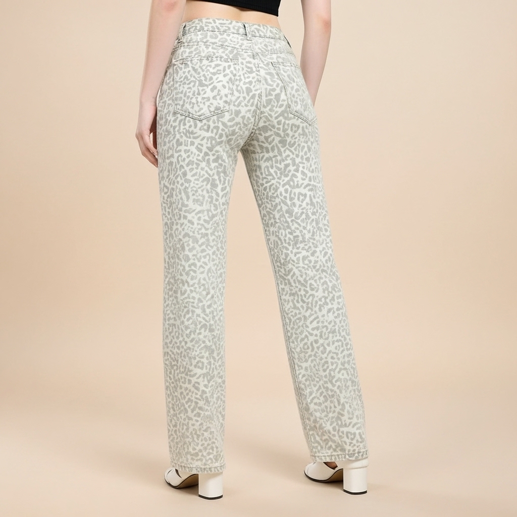 Mid Rise Casual Denim Jeans With Straight Fit For Women