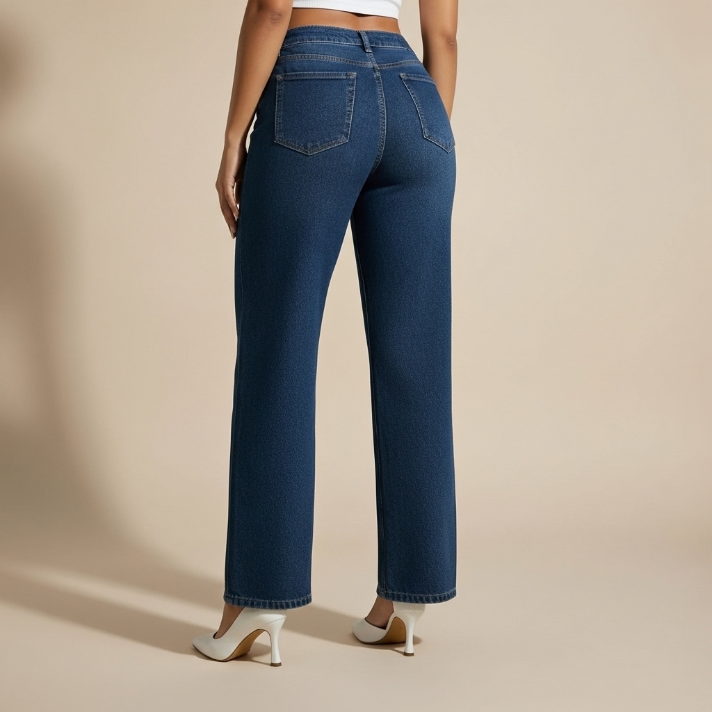 Mid Rise Casual Denim Jeans With Straight Fit For Women