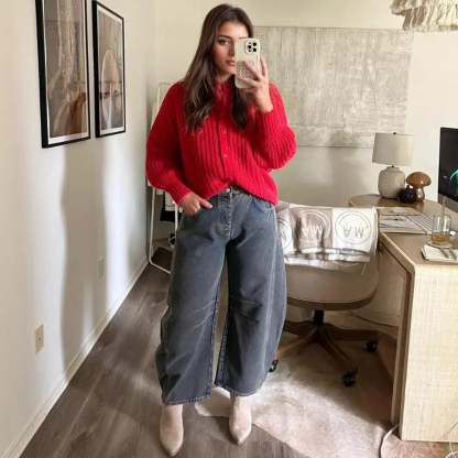 JB Mid Rise Barrel Jeans-My Comfy Pant