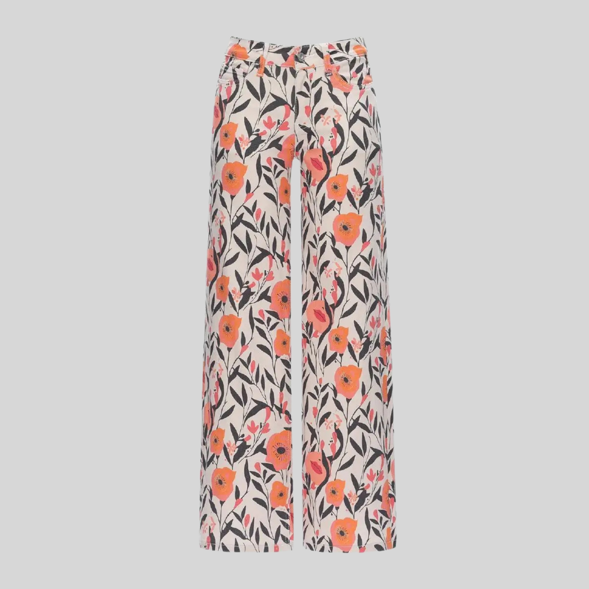 Mid low Rise Baggy Stretchy Wide Trousers for Women