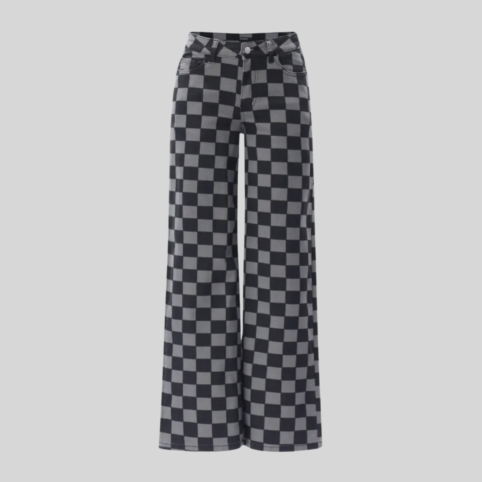 Mid low Rise Baggy Stretchy Wide Trousers for Women