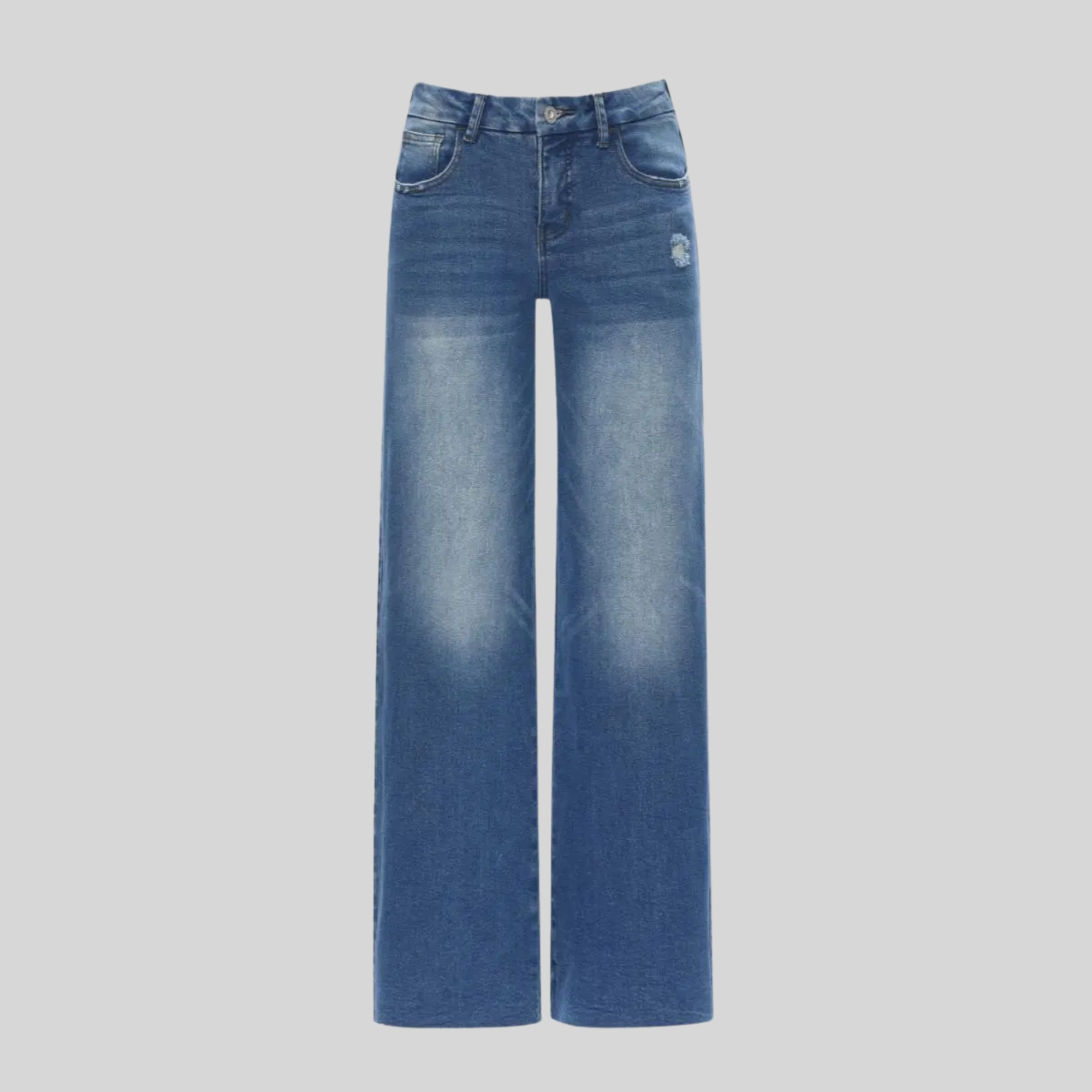 Mid low Rise Baggy Stretchy Wide Trousers for Women