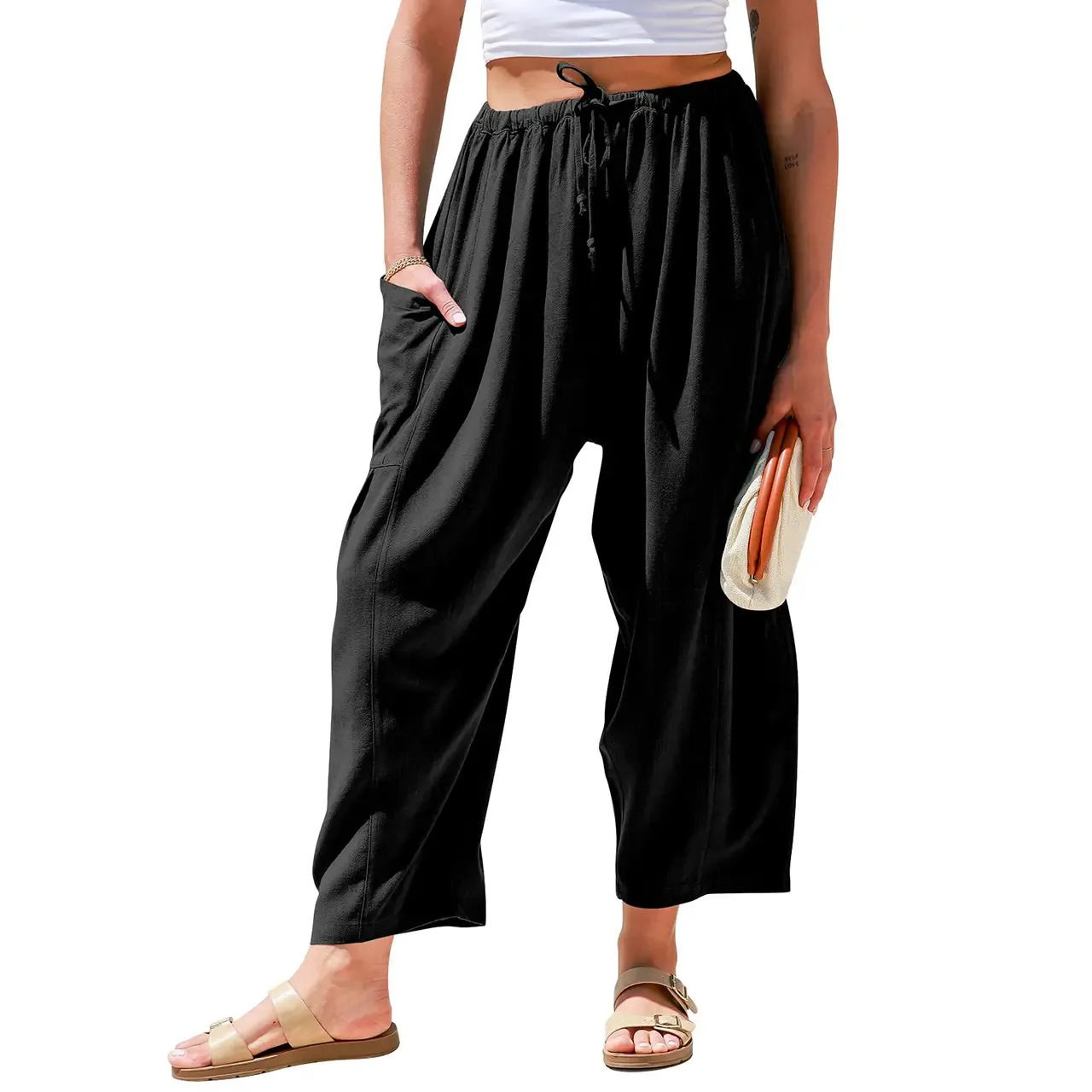 Oversize Summer Vacation Outfits Pants With Pockets 