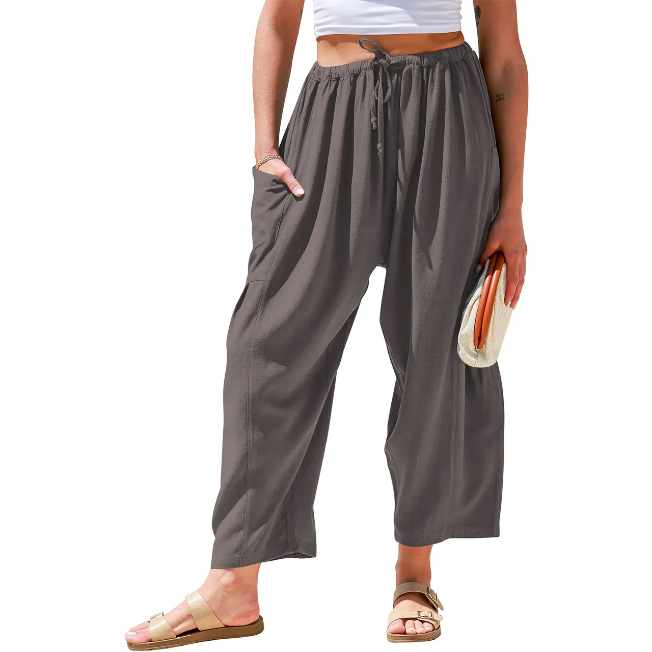 Oversize Summer Vacation Outfits Pants With Pockets 
