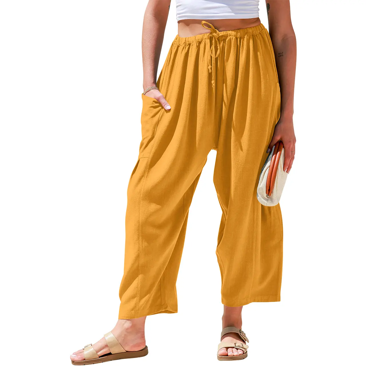 Oversize Summer Vacation Outfits Pants With Pockets 