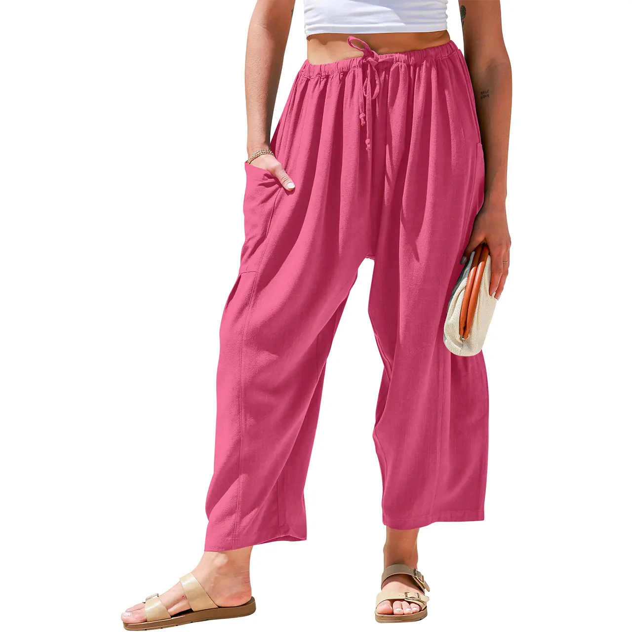 Oversize Summer Vacation Outfits Pants With Pockets 