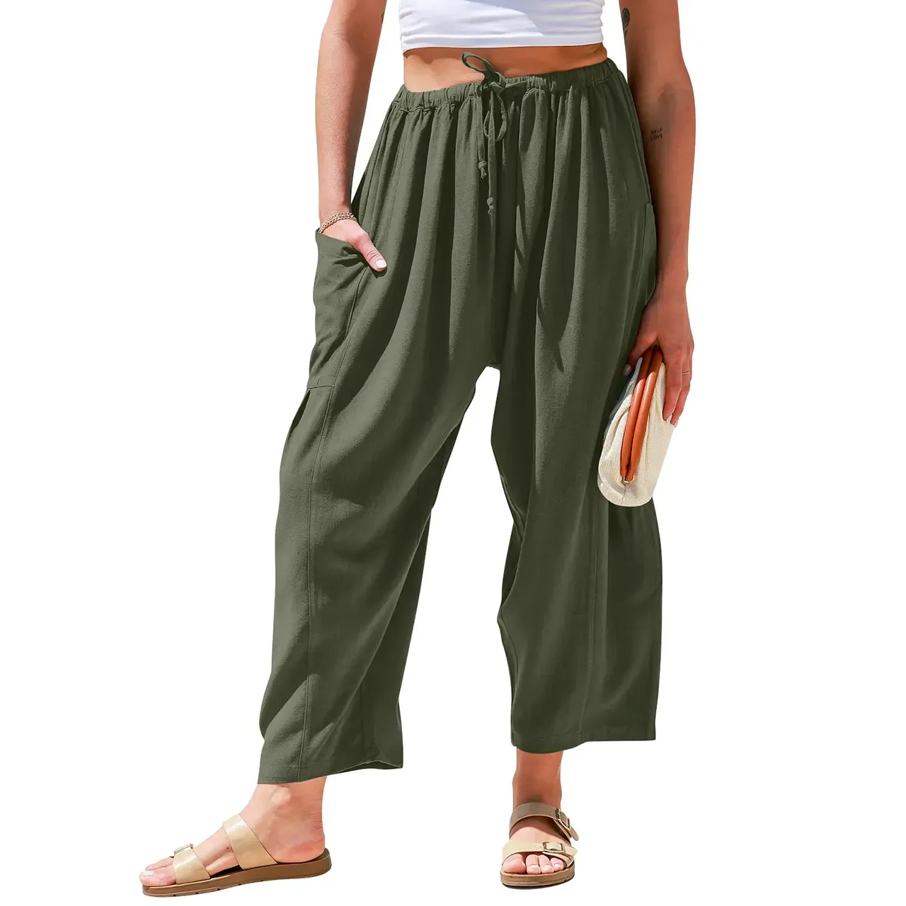 Oversize Summer Vacation Outfits Pants With Pockets 