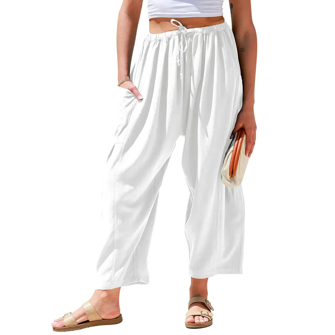 Oversize Summer Vacation Outfits Pants With Pockets 