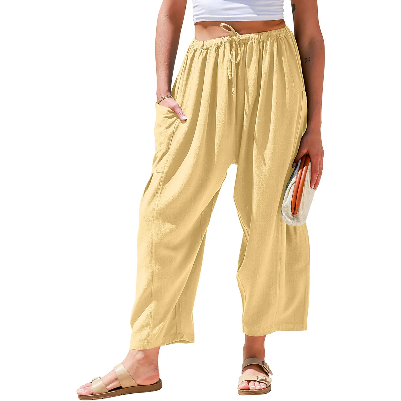 Oversize Summer Vacation Outfits Pants With Pockets 