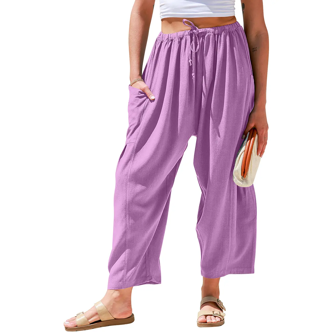 Oversize Summer Vacation Outfits Pants With Pockets 