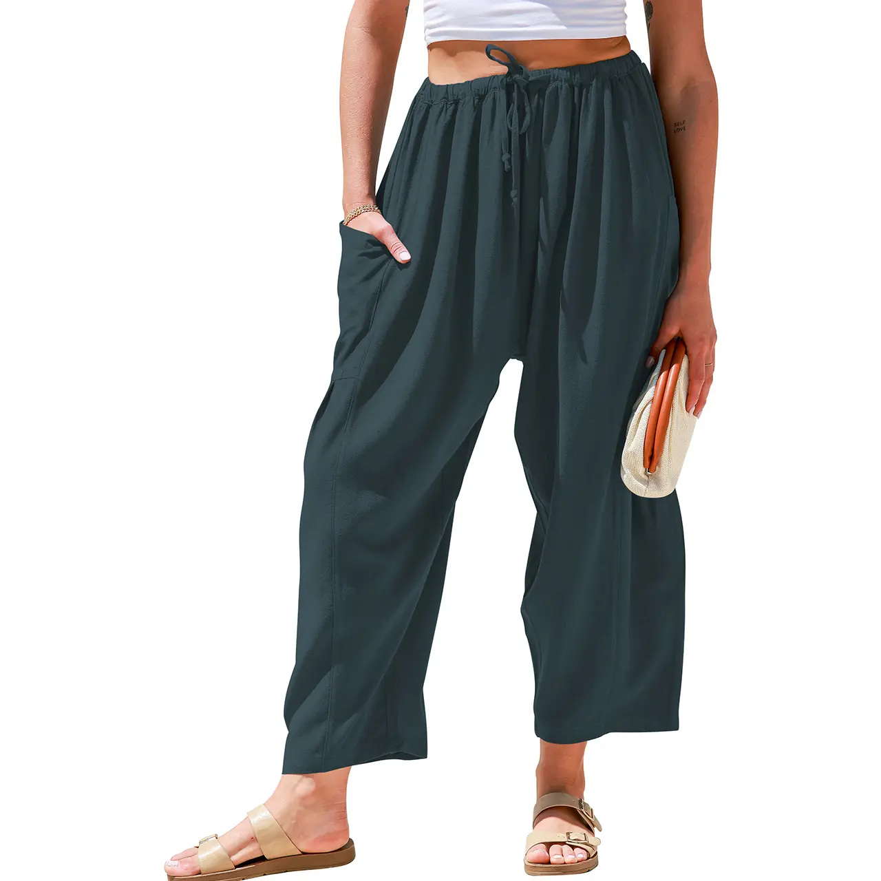 Oversize Summer Vacation Outfits Pants With Pockets 