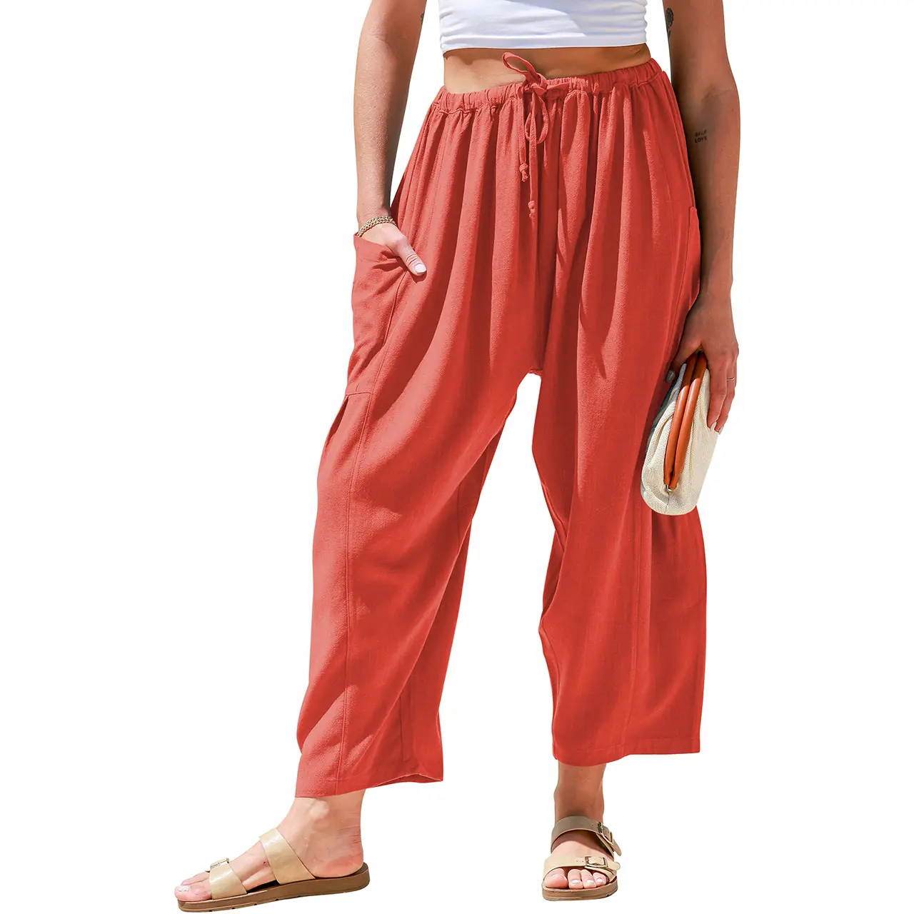 Oversize Summer Vacation Outfits Pants With Pockets 