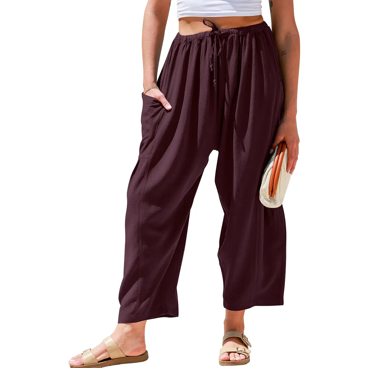 Oversize Summer Vacation Outfits Pants With Pockets 