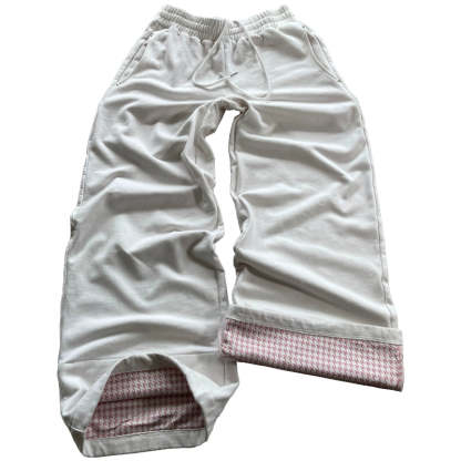 Plaid Lined Wide Length Drawstring Sweatpants With Side Pockets-My Comfy Pant