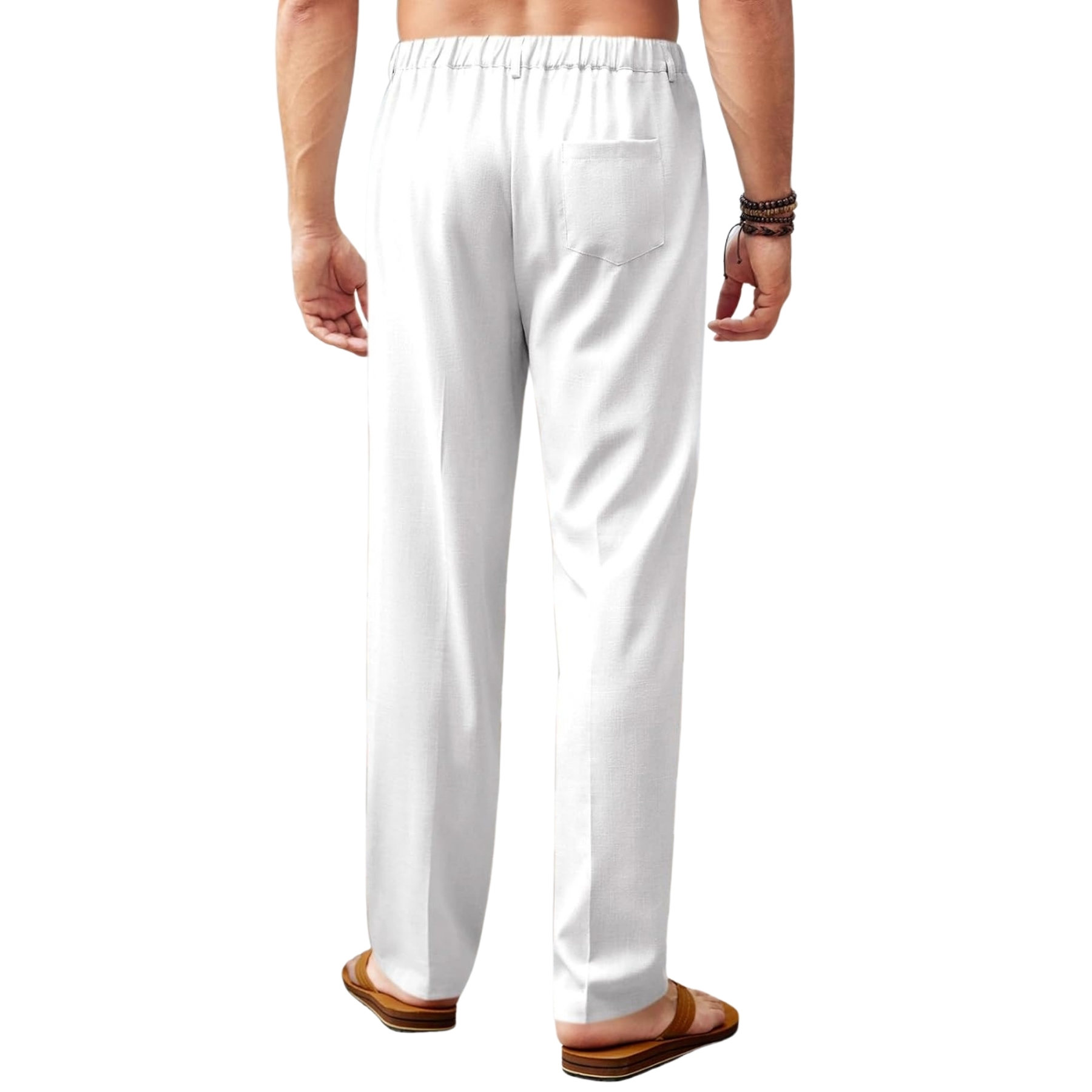 Pleated Slacks Summer Beach Yoga TrousersCasual Pleated Pants With Elastic Back And Lightweight Comfort For Men - Image 3