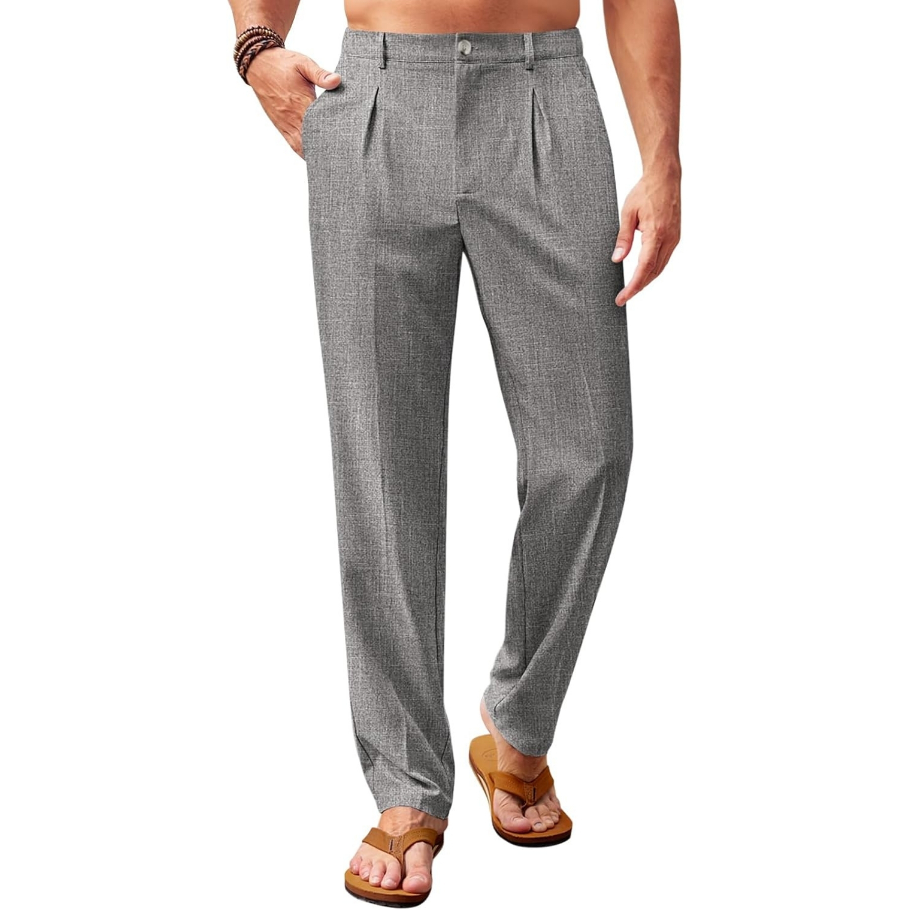 Casual Pleated Pants With Elastic Back And Lightweight Comfort For Men