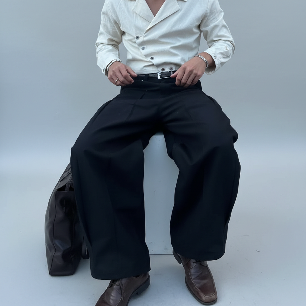 Pleated Wide Cut Tailored Suit TrousersPleated Wide Cut Tailored Suit Trousers - Image 7