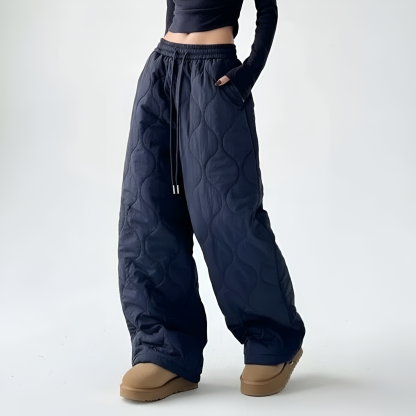 Quilted Drawstring Loose Fit Winter Pants
