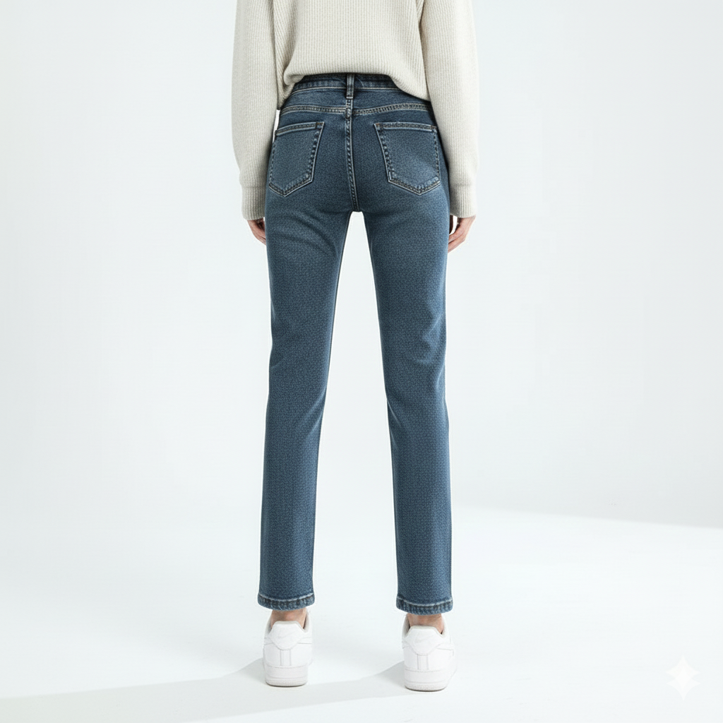 Winter Denim Pants For Women With Fleece Lining