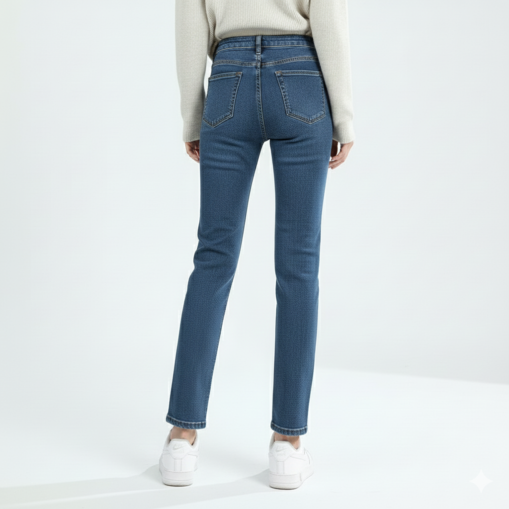 Winter Denim Pants For Women With Fleece Lining