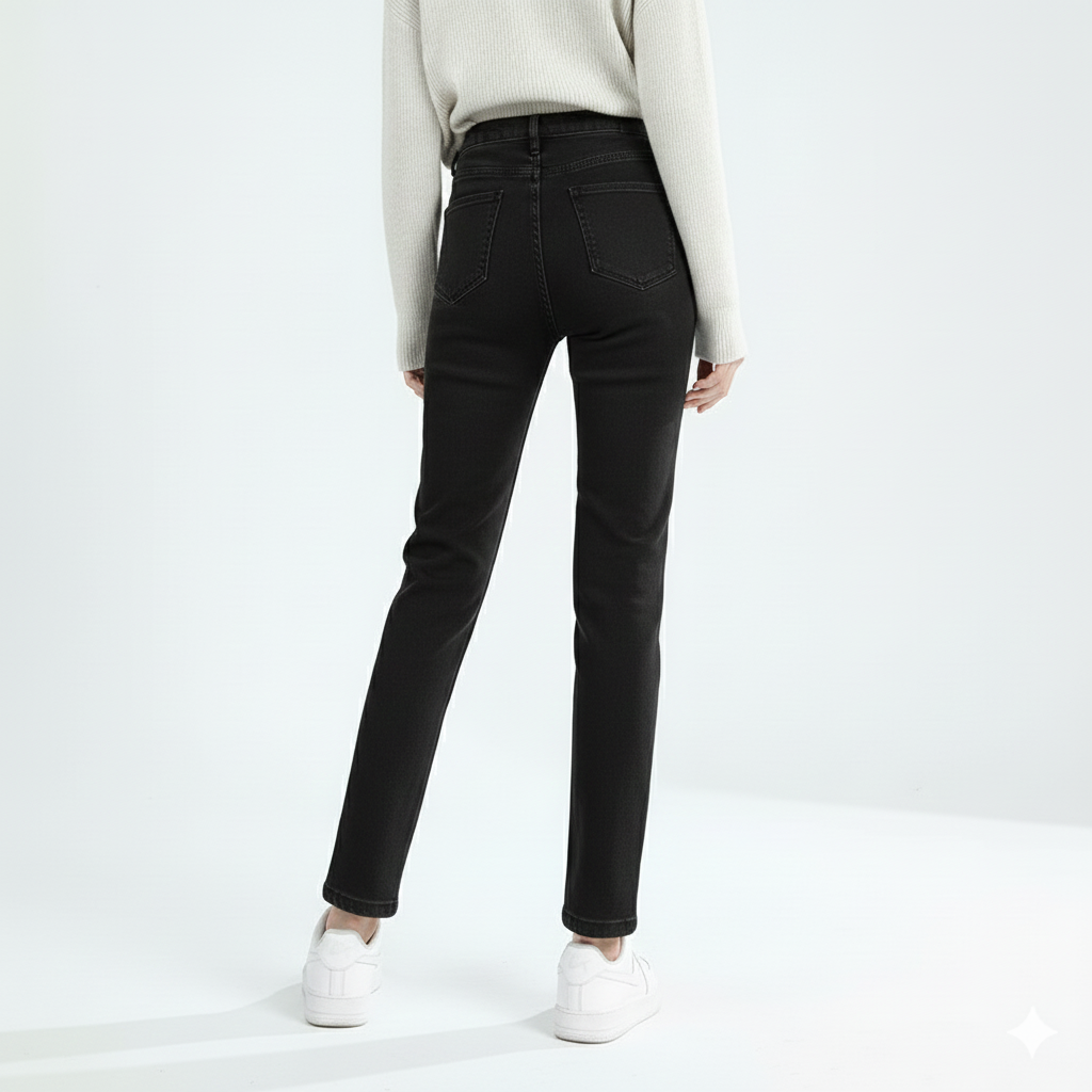 Winter Denim Pants For Women With Fleece Lining