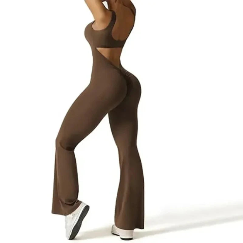 Sleek Design Cutout Flared Jumpsuit-My Comfy Pant