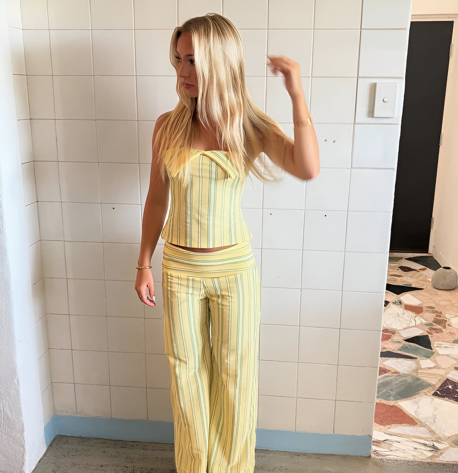 Striped Tube Flare Set-My Comfy Pant