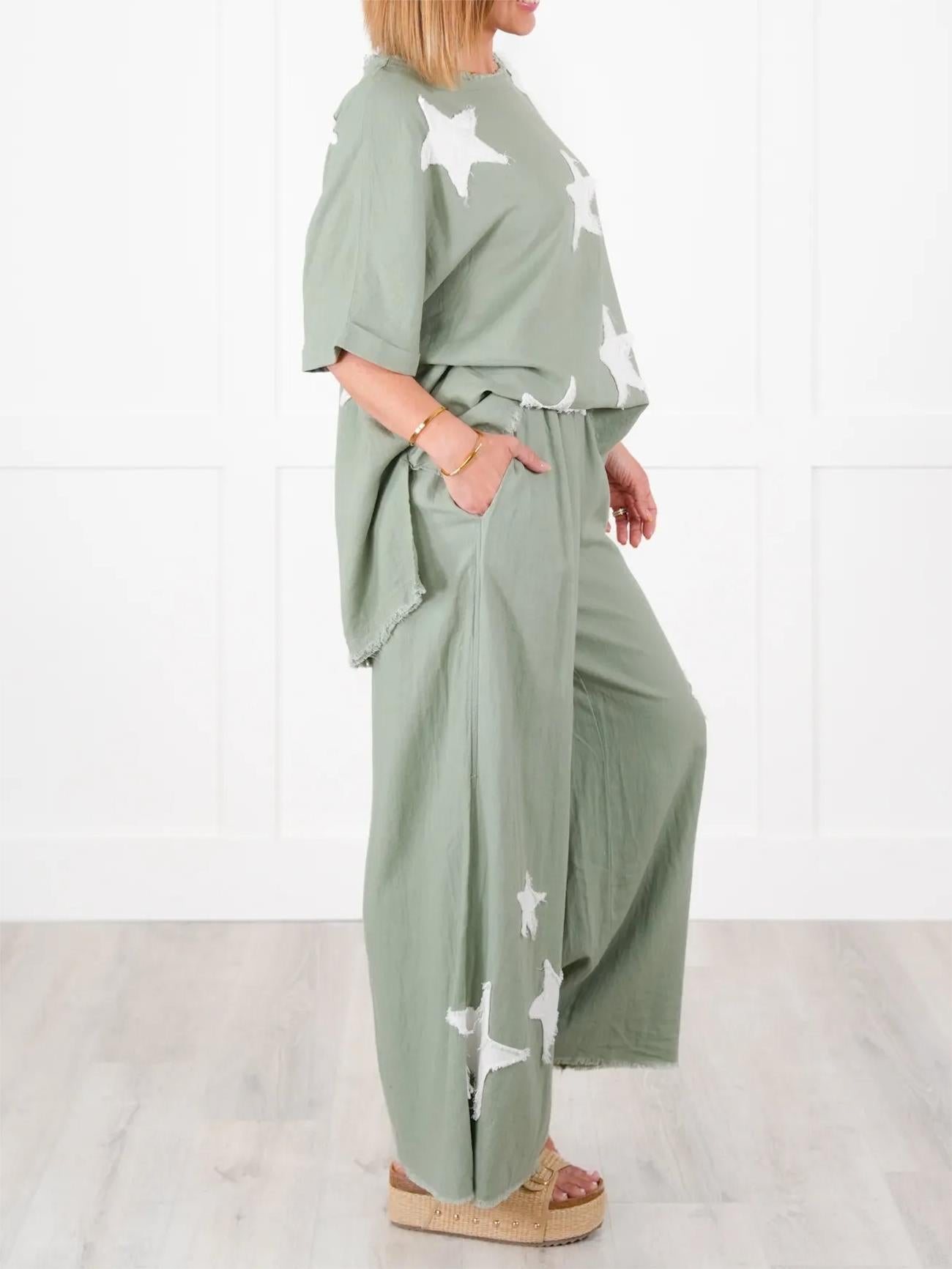 Star Printed Lounge Set-My Comfy Pant