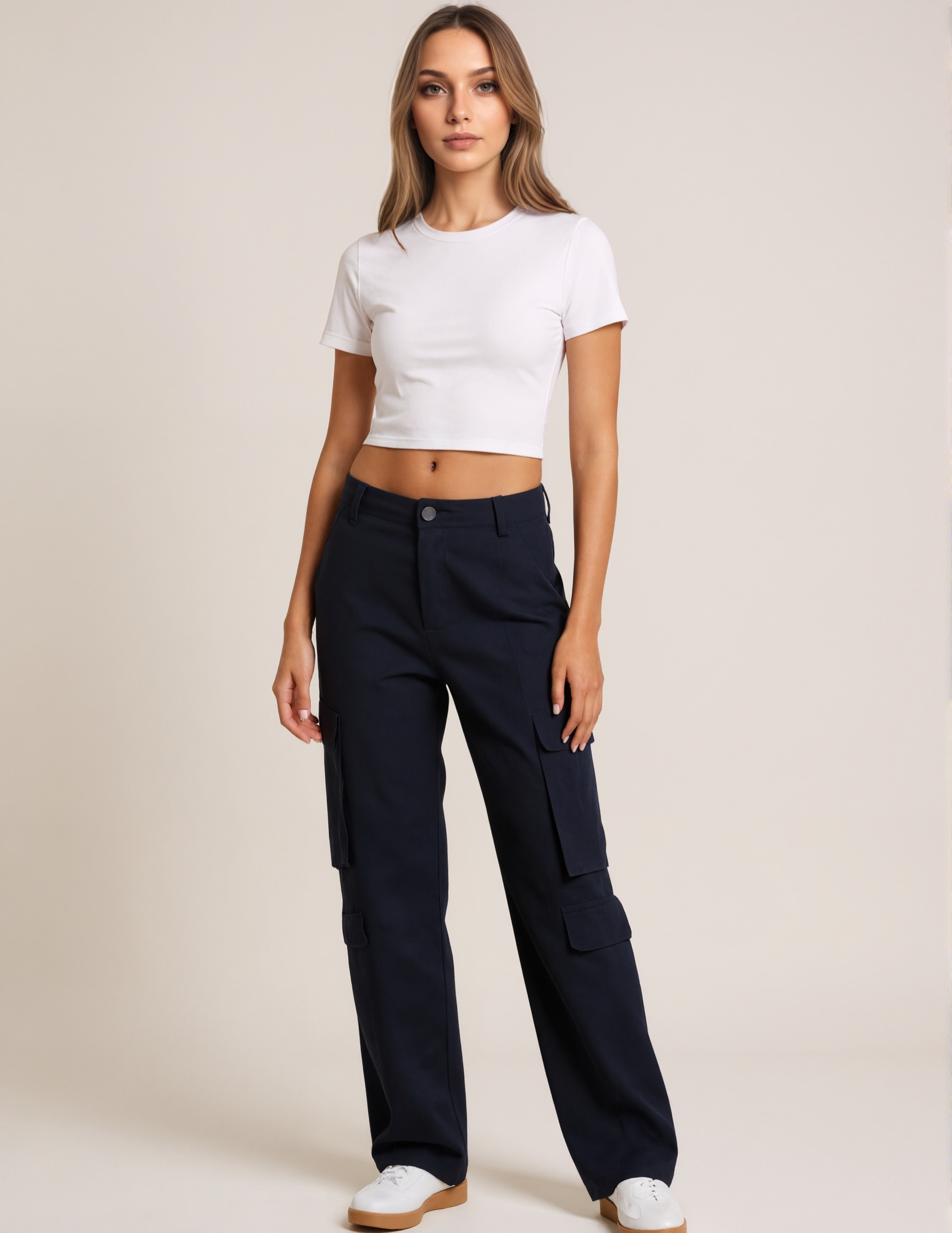 Straight Fit Adjustable Cargo Trousers