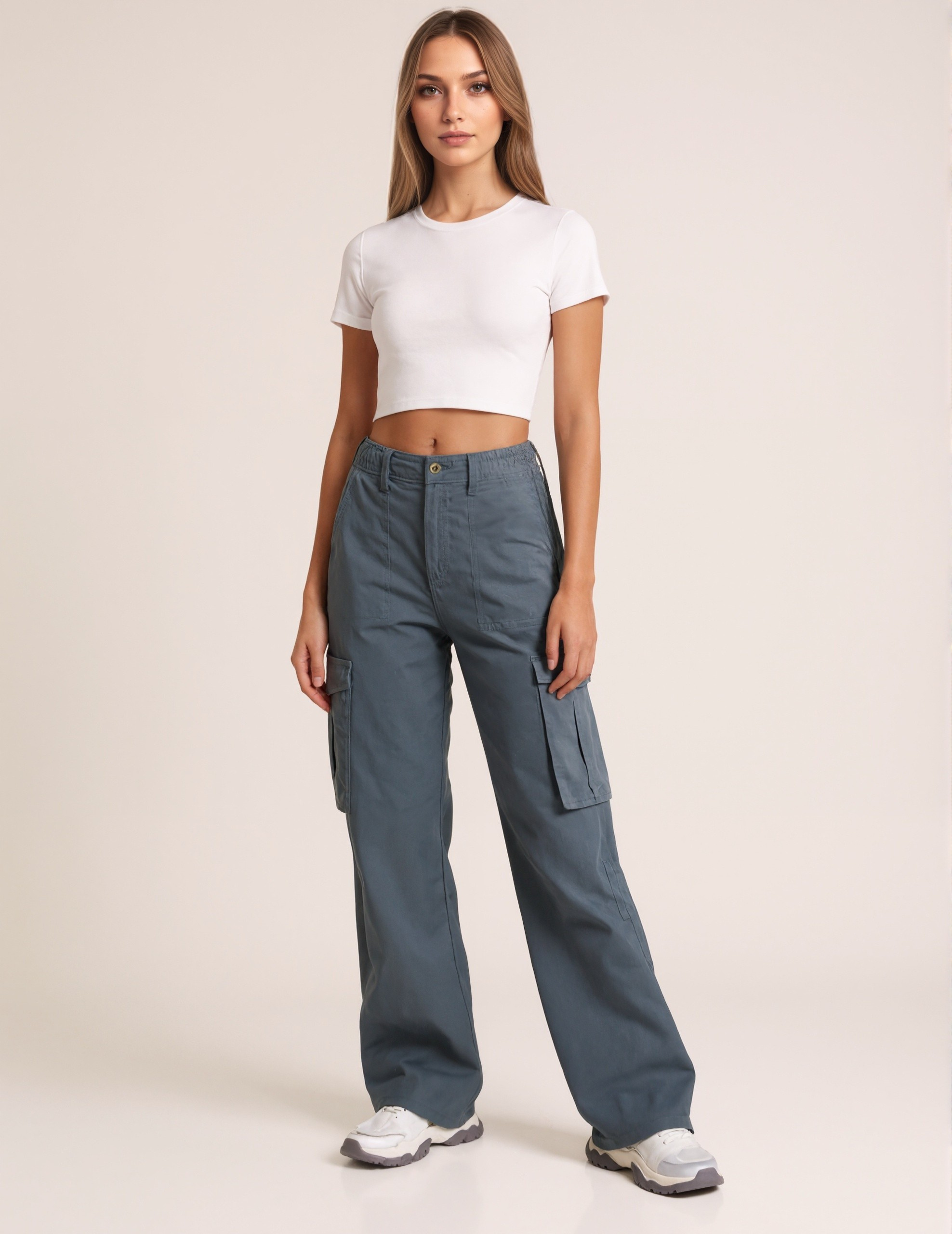 Straight Fit Adjustable Cargo Trousers