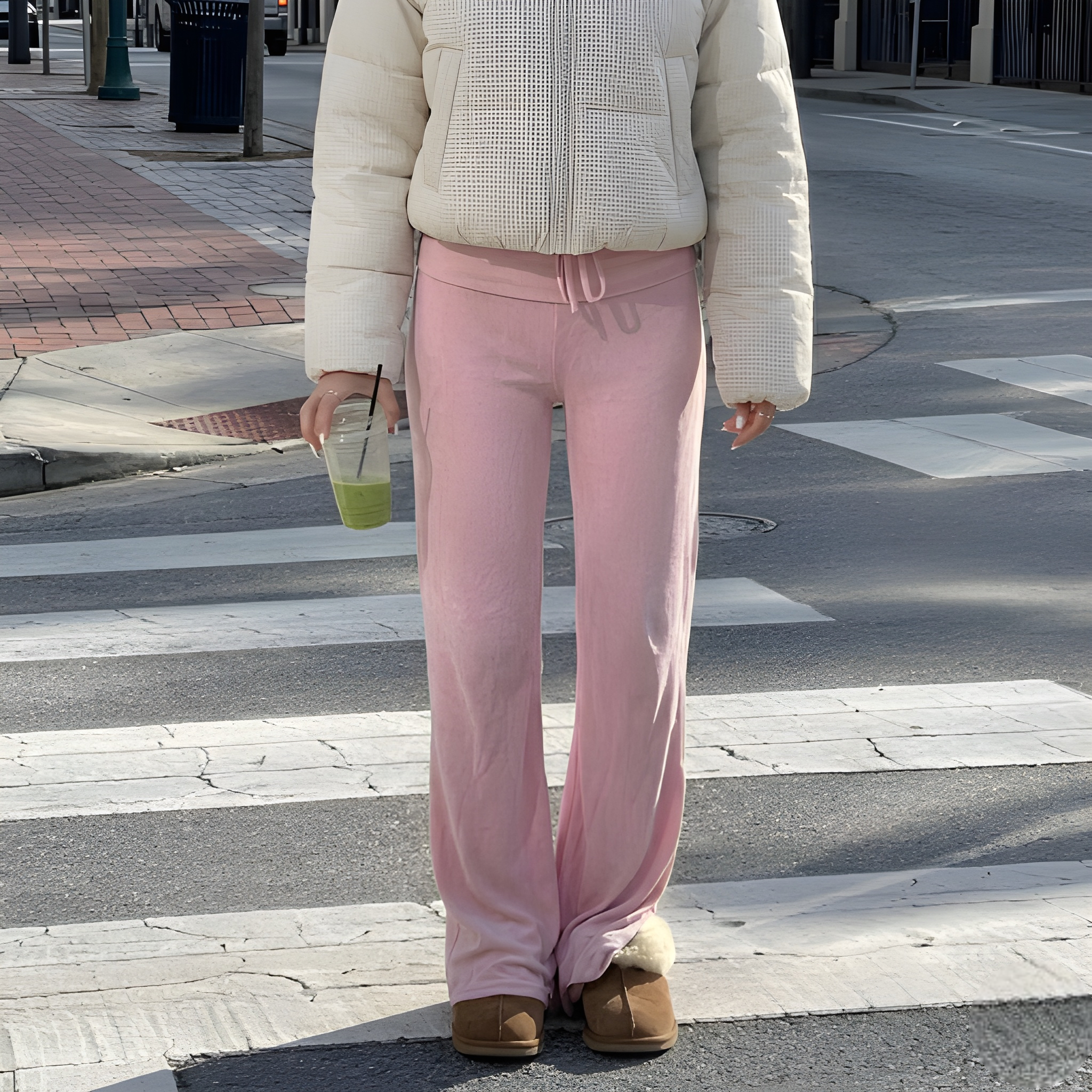 Straight Fit Casual Lounge Trousers With Drawstring For Women