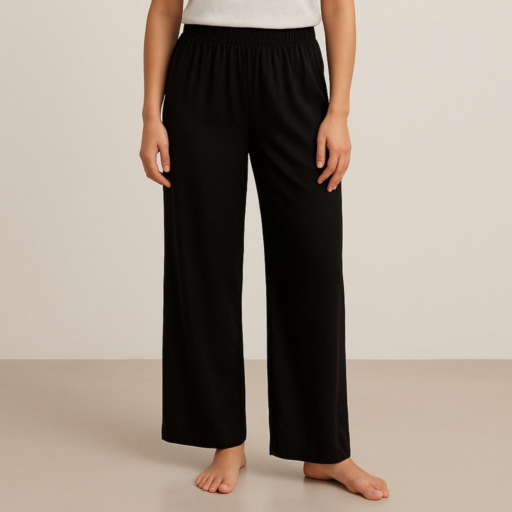 High-Waisted Linen-Blend Wide-Leg Pants