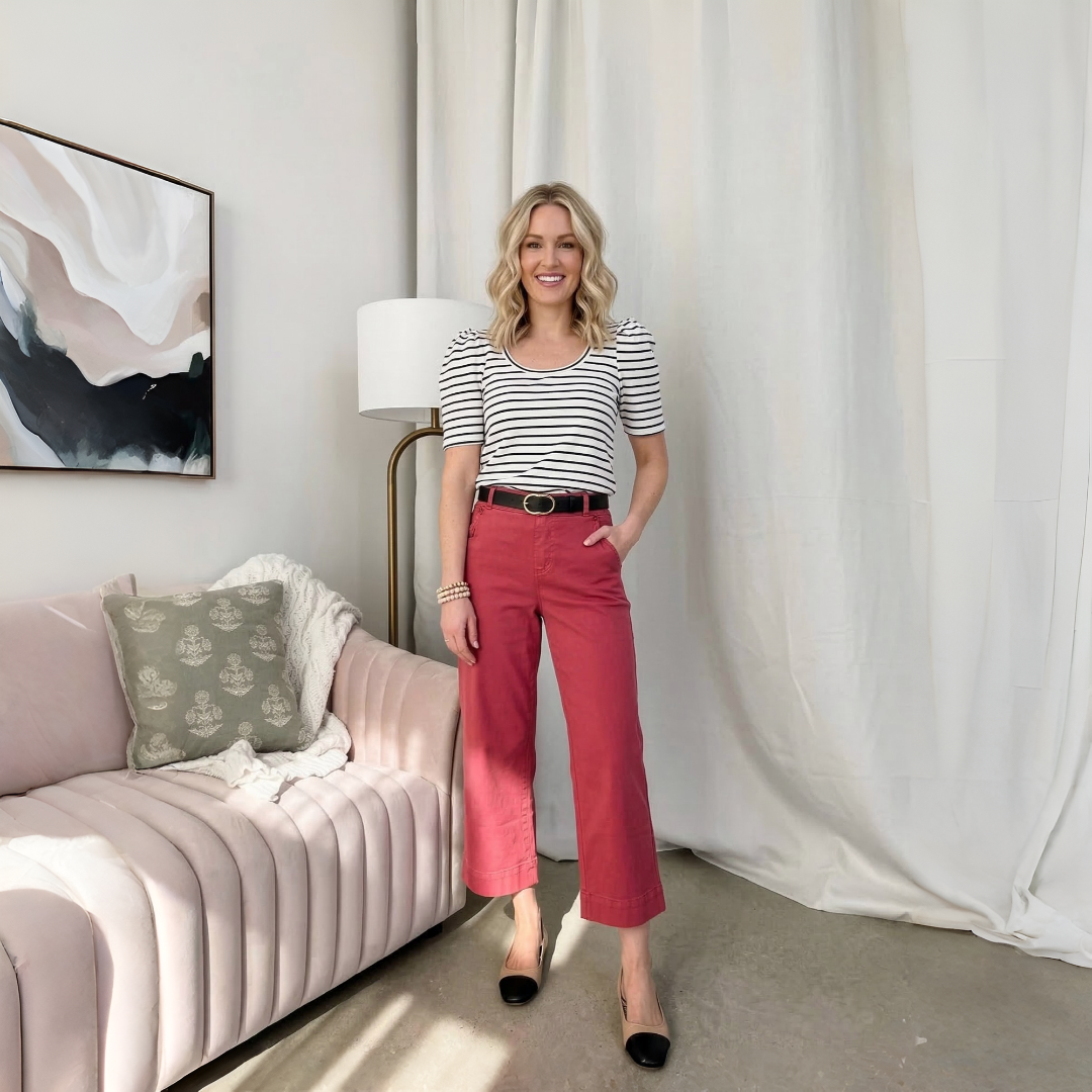 Stretch Twill Cropped 4 Way Wide Pant 