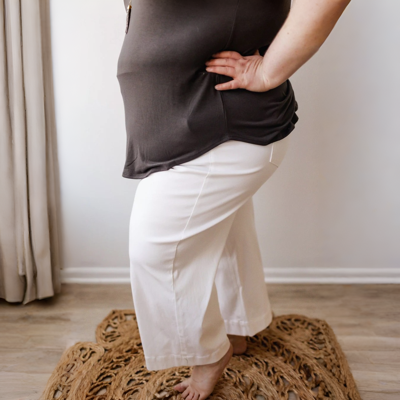 Stretch Twill Cropped 4 Way Wide Pant 