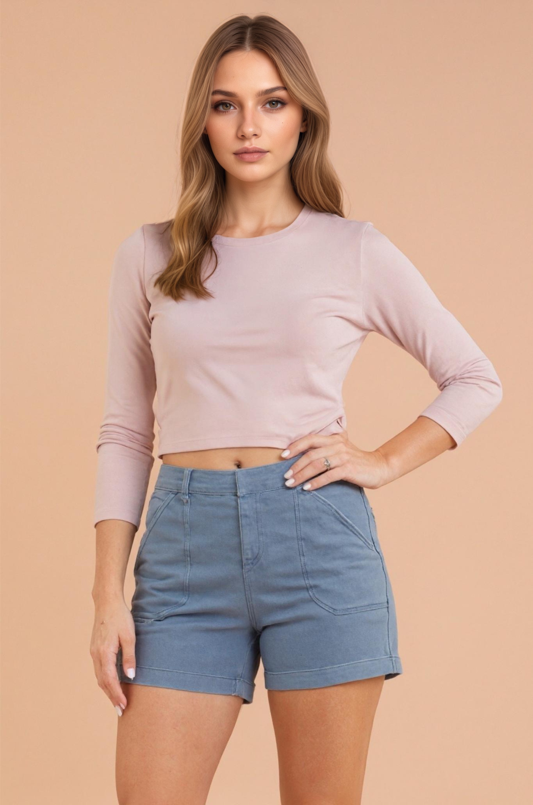 Stretch Twill Fabric Summer ShortsStretch Twill Fabric Summer Shorts - Image 2