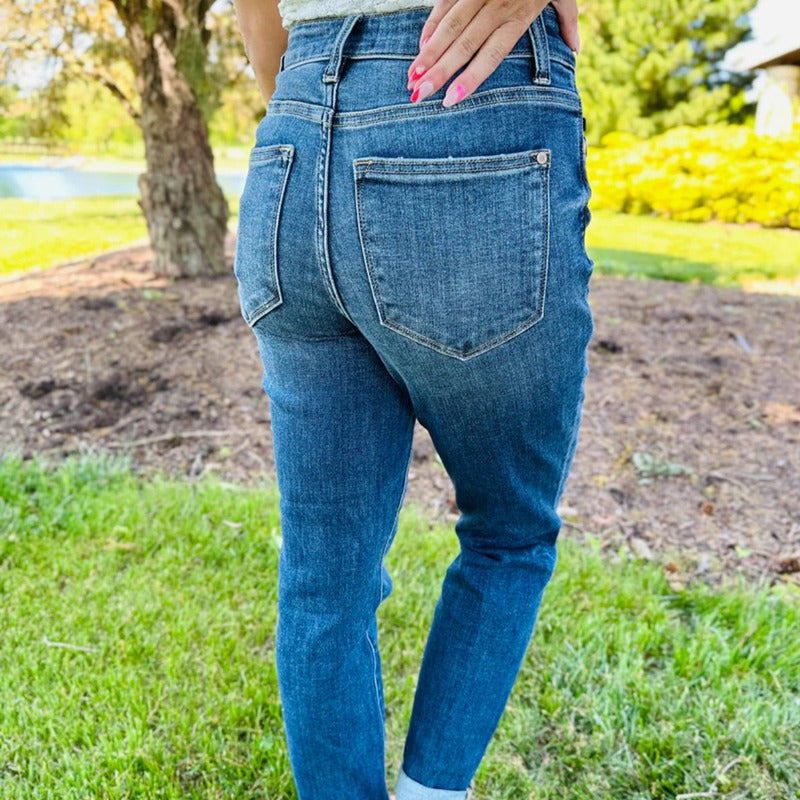 JB Tummy Control Cuffed Stretchable Jeans-My Comfy Pant