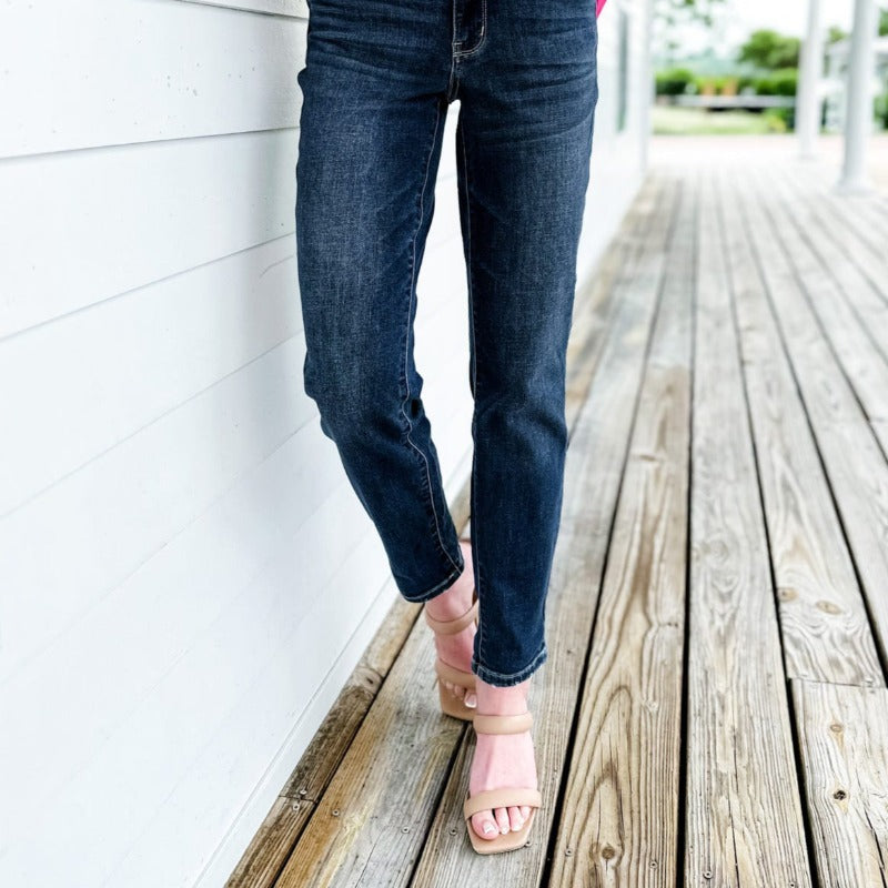 JB Tummy Control Cuffed Stretchable Jeans-My Comfy Pant