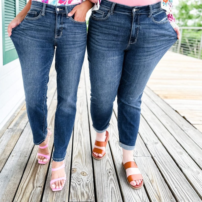 JB Tummy Control Cuffed Stretchable Jeans-My Comfy Pant