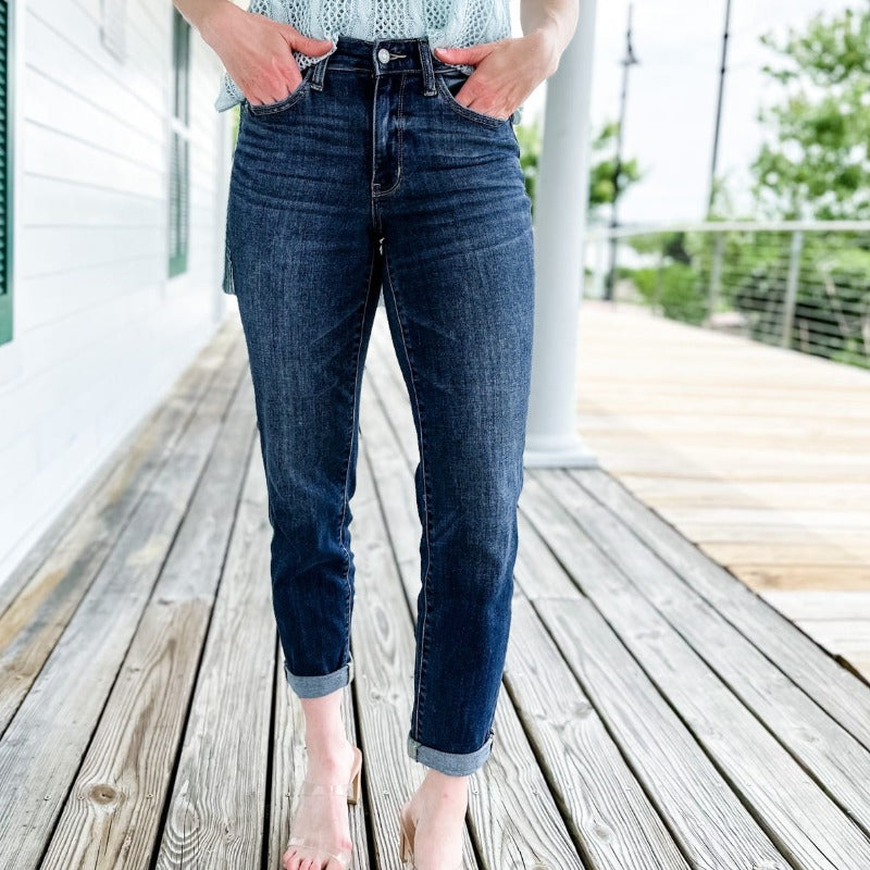 JB Tummy Control Cuffed Stretchable Jeans-My Comfy Pant