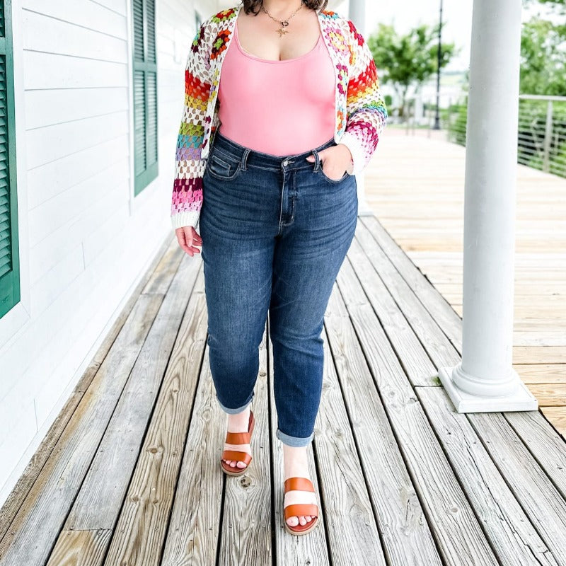 JB Tummy Control Cuffed Stretchable Jeans-My Comfy Pant