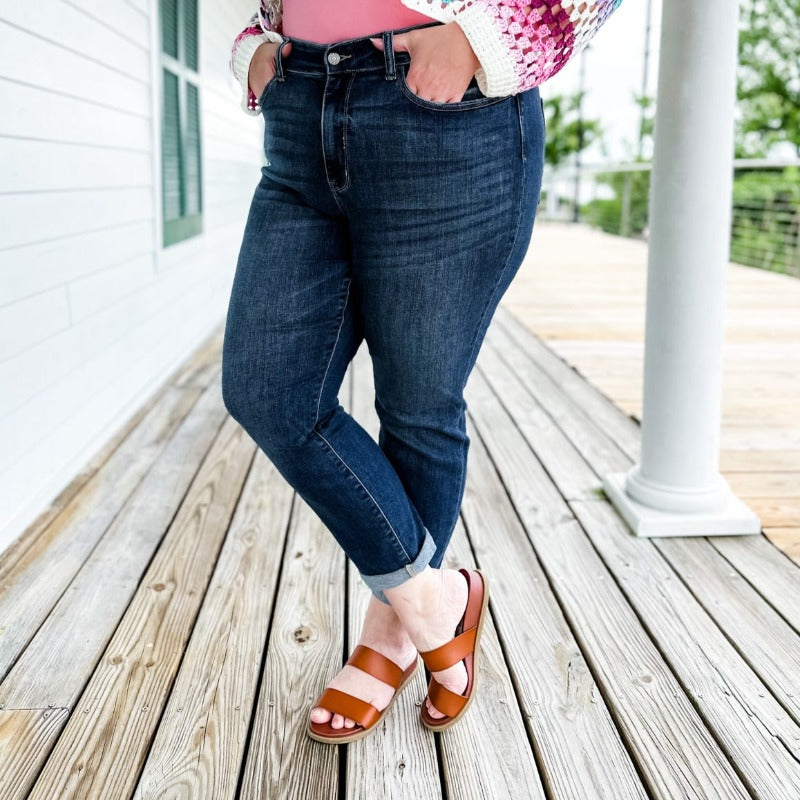 JB Tummy Control Cuffed Stretchable Jeans-My Comfy Pant