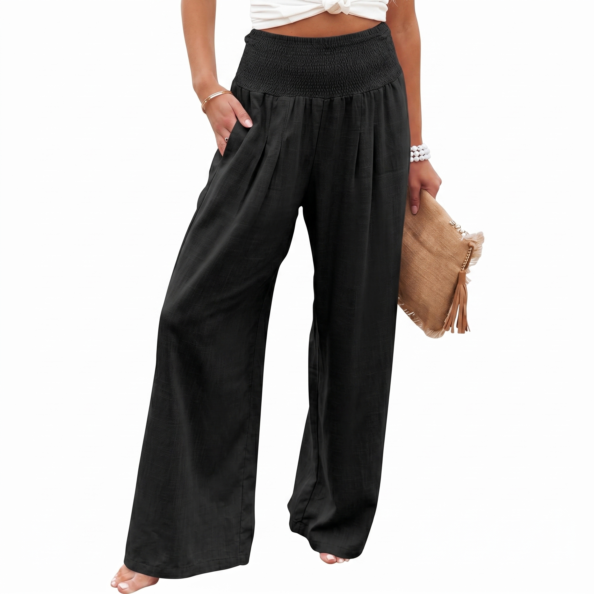 Summer And Boho Casual Wide Leg Linen Palazzo For Women
