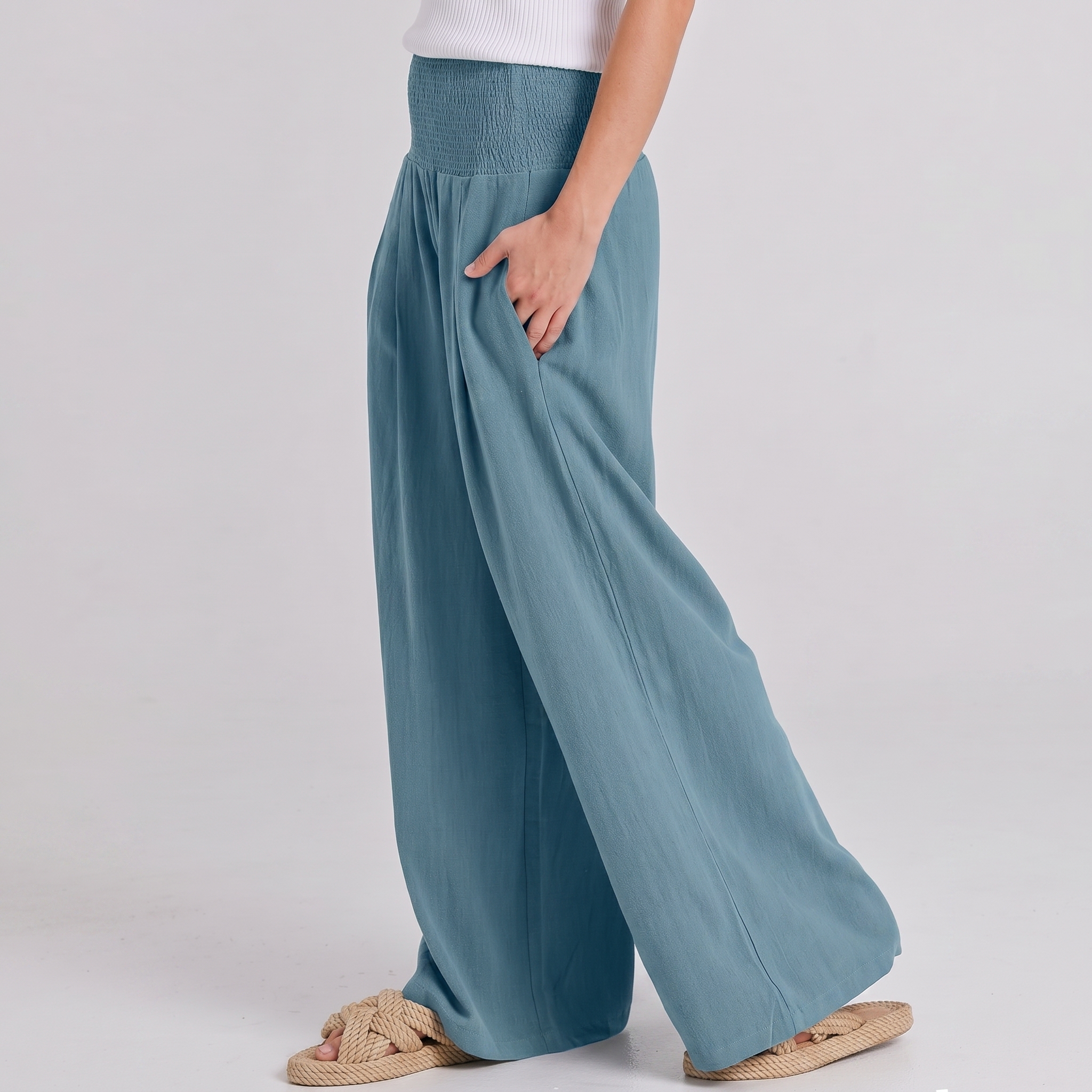 Summer And Boho Casual Wide Leg Linen Palazzo For Women