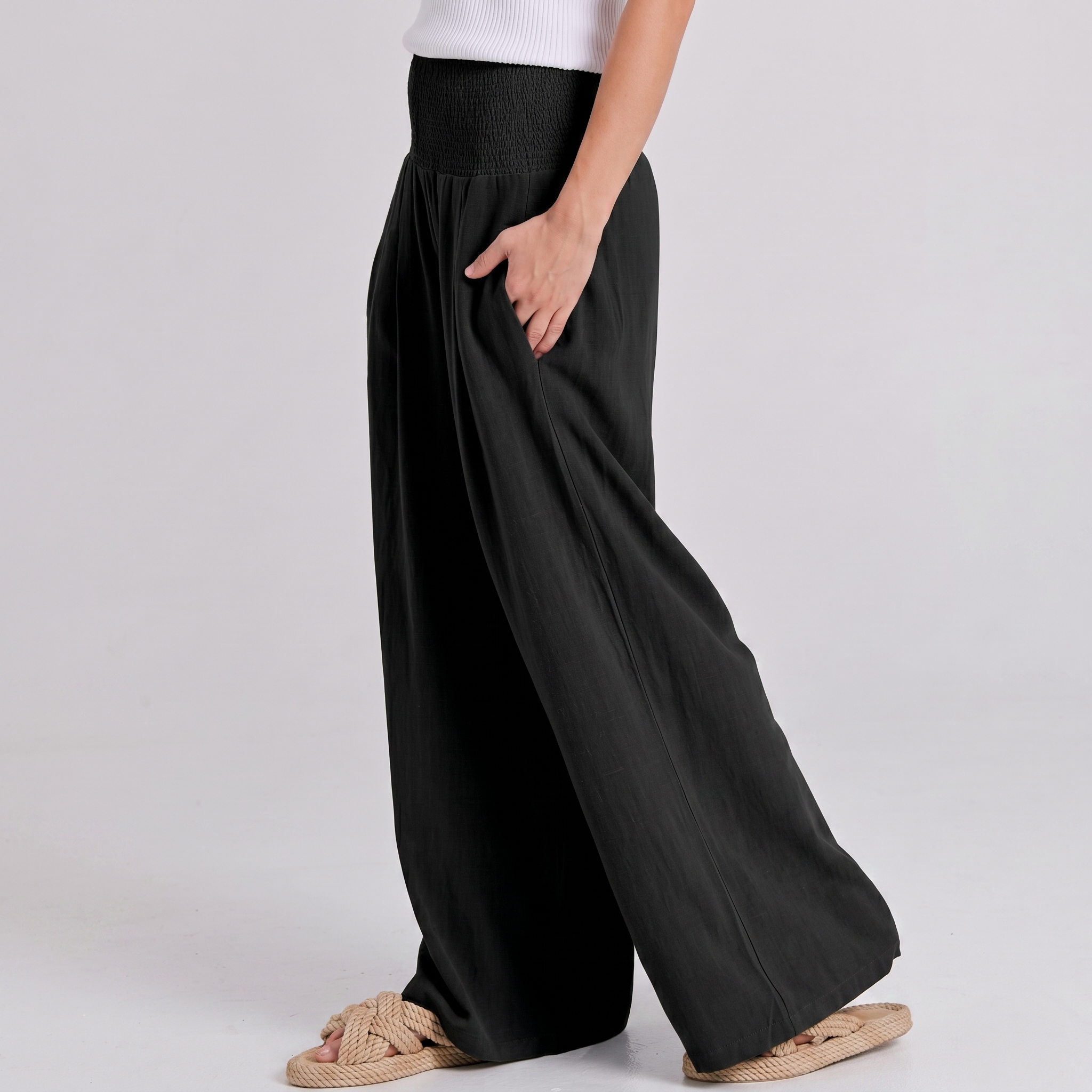 Summer And Boho Casual Wide Leg Linen Palazzo For Women