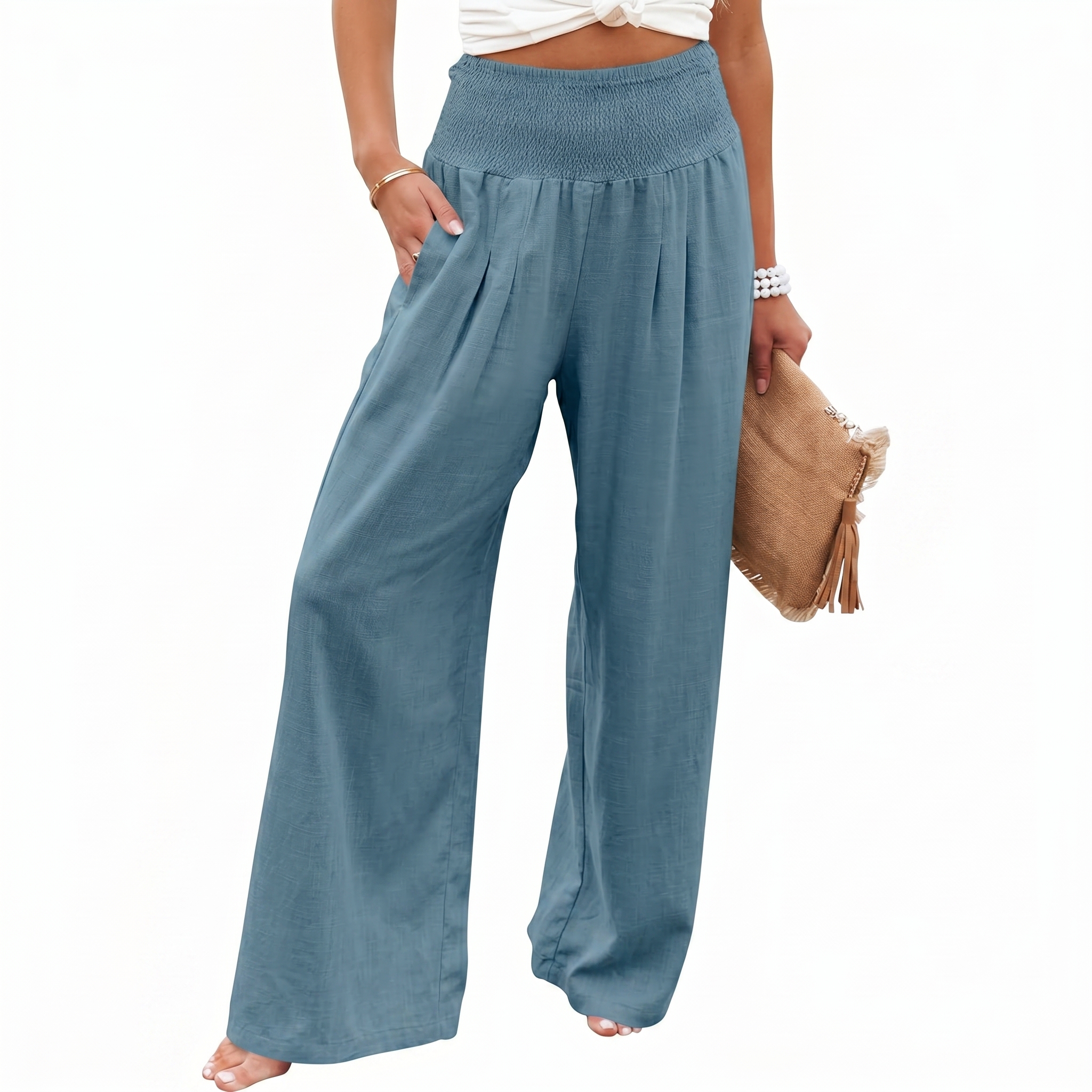 Summer And Boho Casual Wide Leg Linen Palazzo For Women