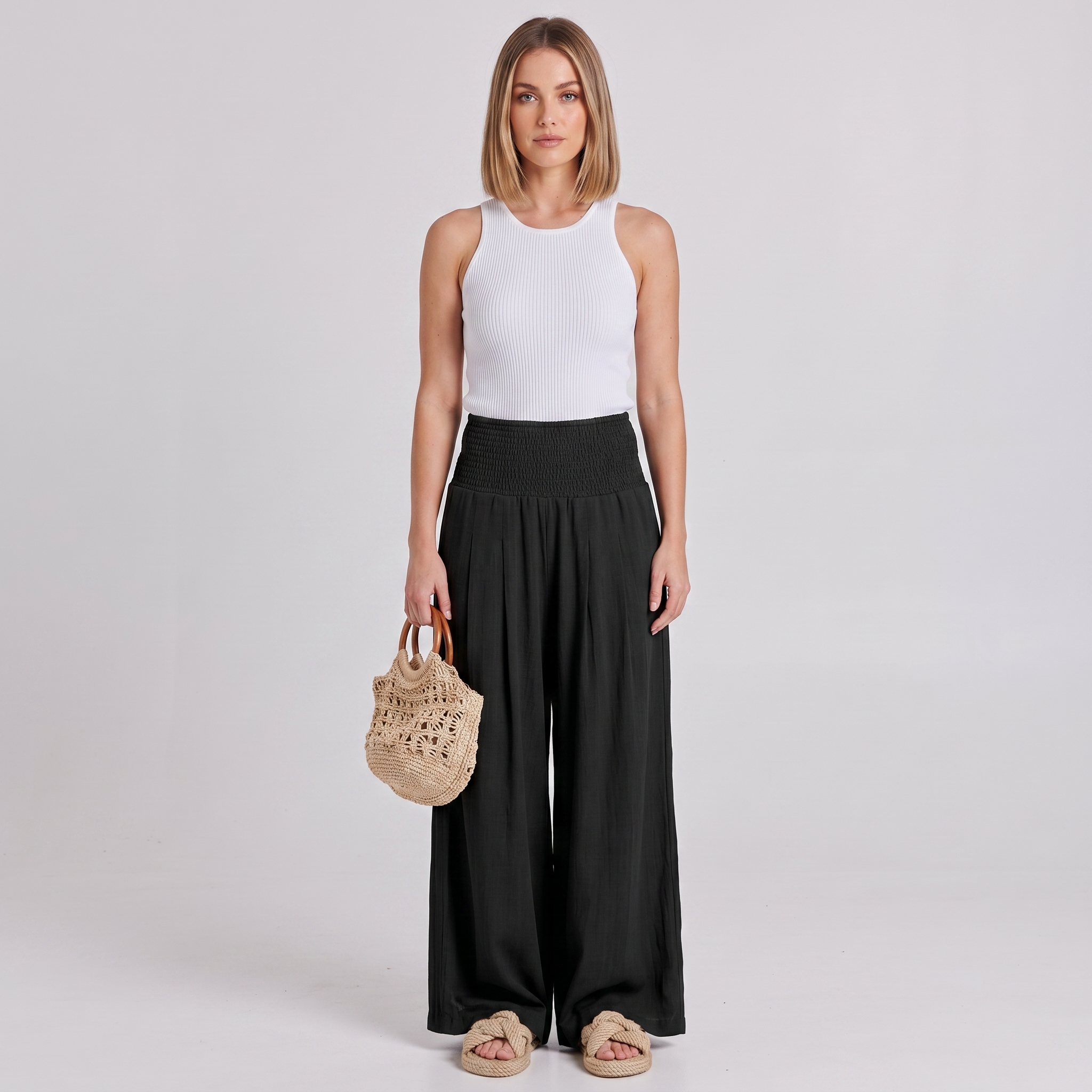 Summer And Boho Casual Wide Leg Linen Palazzo For Women