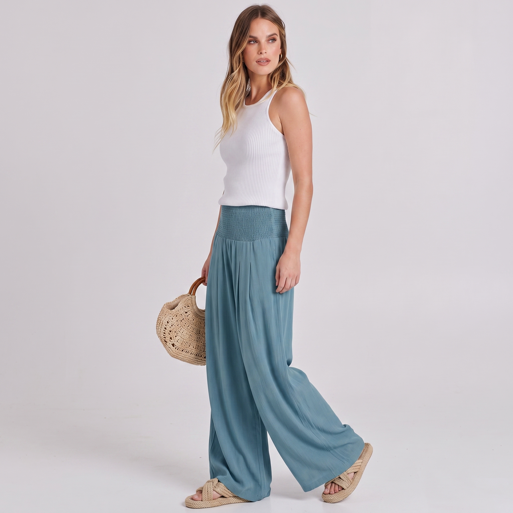 Summer And Boho Casual Wide Leg Linen Palazzo For Women
