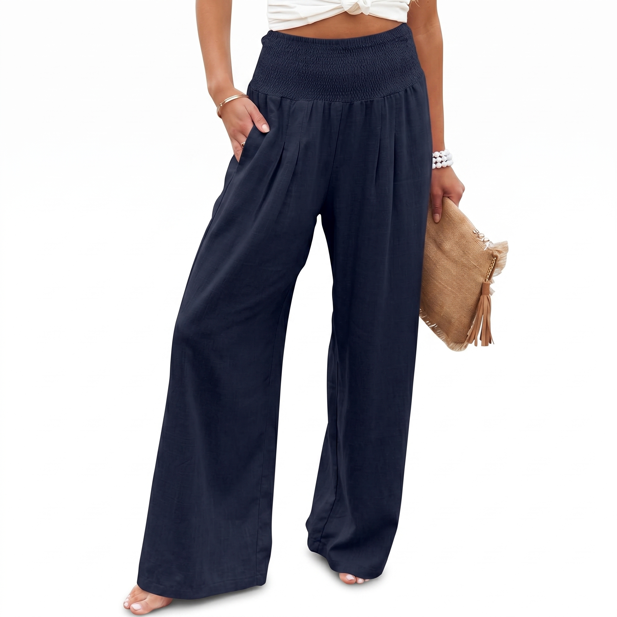 Summer And Boho Casual Wide Leg Linen Palazzo For Women