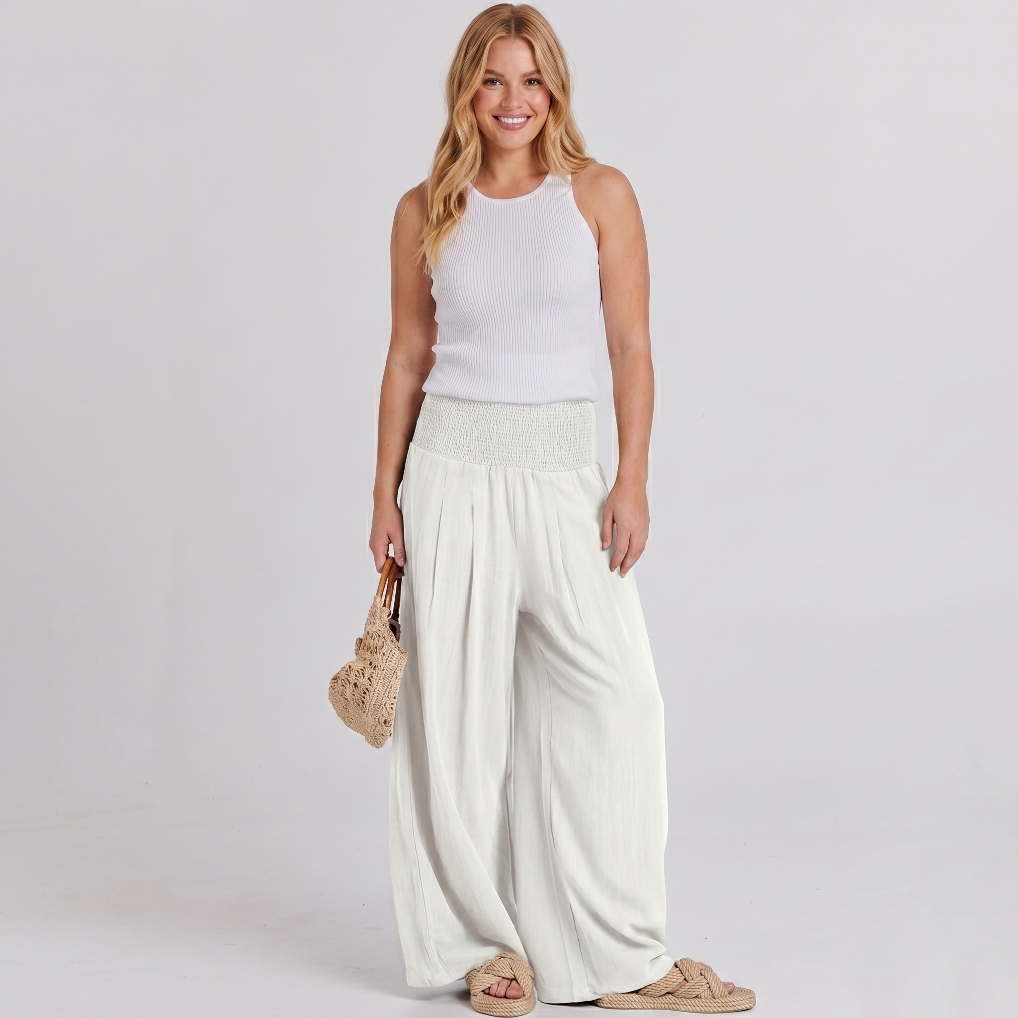Summer And Boho Casual Wide Leg Linen Palazzo For Women