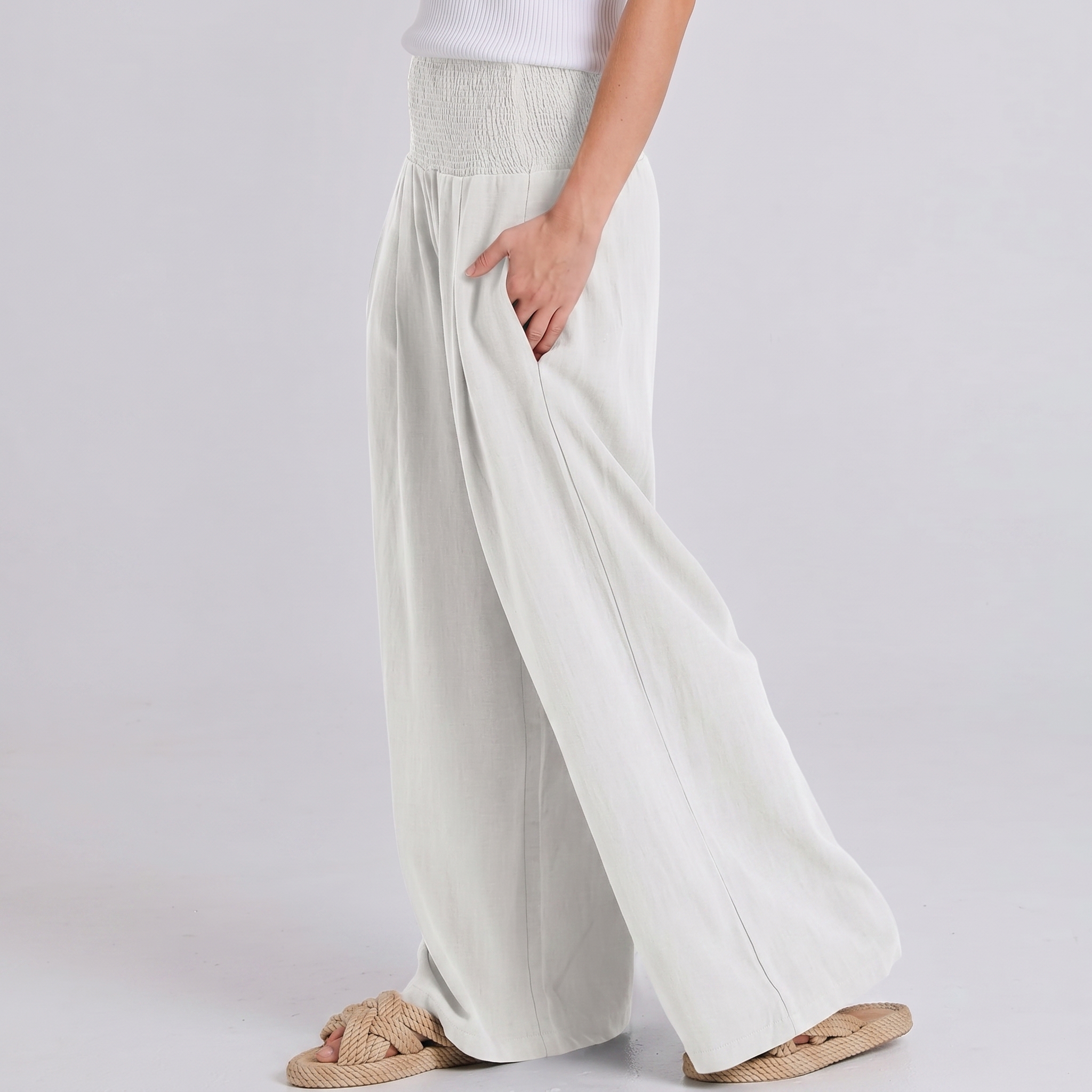 Summer And Boho Casual Wide Leg Linen Palazzo For Women